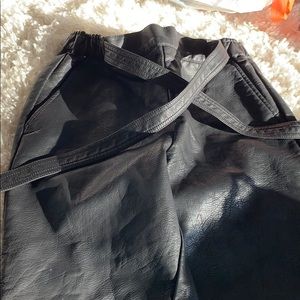 Fake leather loose pants